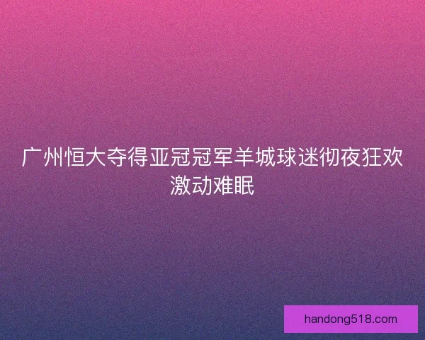 广州恒大夺得亚冠冠军羊城球迷彻夜狂欢激动难眠